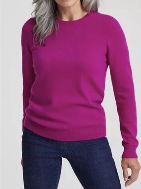 Charter Club 100% Pure Cashmere Crewneck Sweater Fuchsia Flirt Pink Sz Large